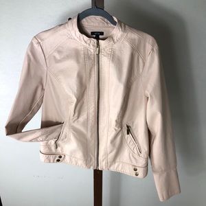 Creamy pink faux leather moto jacket. - 515